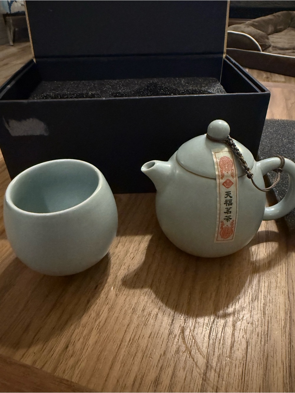 Celadon Green Ceramic Teapot and Cup Set - Home Kitchen